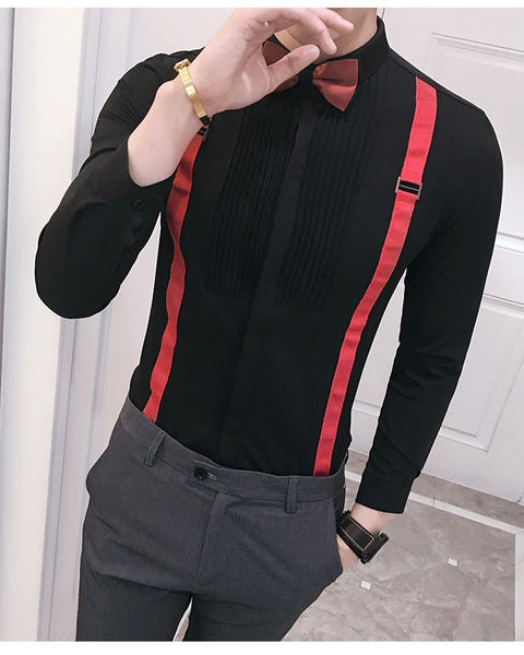 Autumn New Men'S Pull Strap Long-Sleeved Shirts Men'S Formal Shirts Groomsmen Clothes Bar Overalls - Opulent EmpireAutumn New Men'S Pull Strap Long-Sleeved Shirts Men'S Formal Shirts Groomsmen Clothes Bar OverallsOpulent EmpireClothing