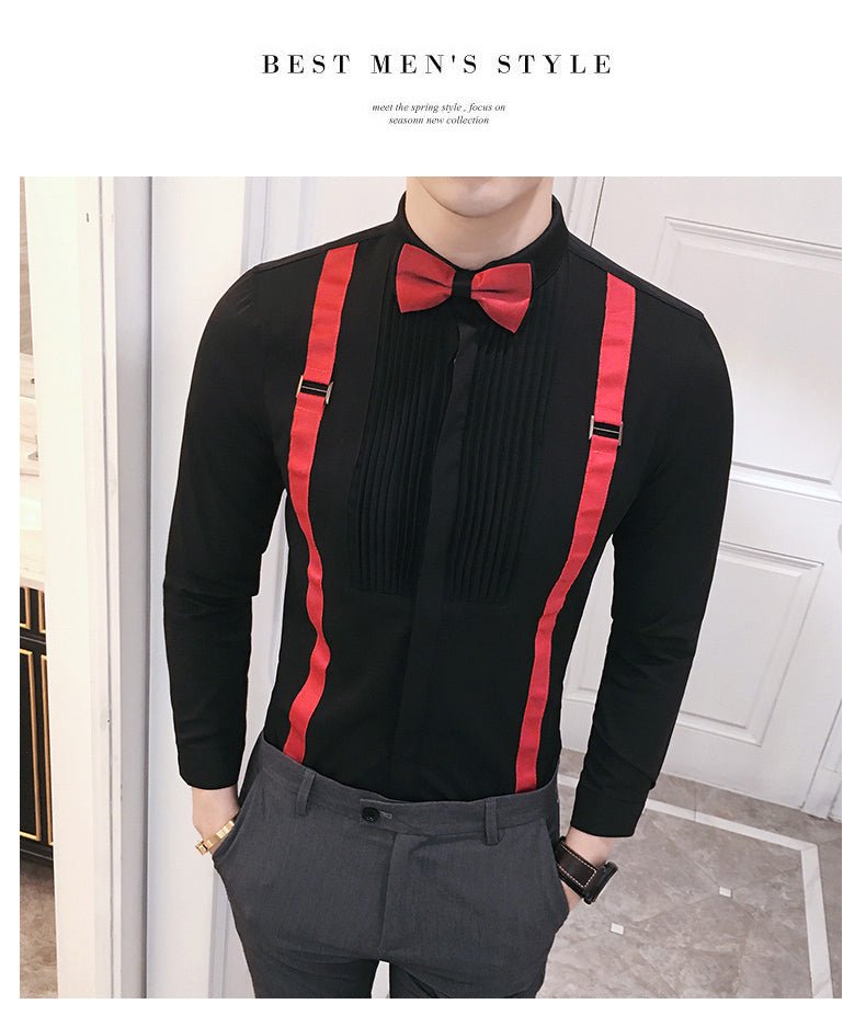 Autumn New Men'S Pull Strap Long-Sleeved Shirts Men'S Formal Shirts Groomsmen Clothes Bar Overalls - Opulent EmpireAutumn New Men'S Pull Strap Long-Sleeved Shirts Men'S Formal Shirts Groomsmen Clothes Bar OverallsOpulent EmpireClothing