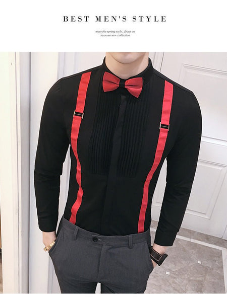 Autumn New Men'S Pull Strap Long-Sleeved Shirts Men'S Formal Shirts Groomsmen Clothes Bar Overalls - Opulent EmpireAutumn New Men'S Pull Strap Long-Sleeved Shirts Men'S Formal Shirts Groomsmen Clothes Bar OverallsOpulent EmpireClothing