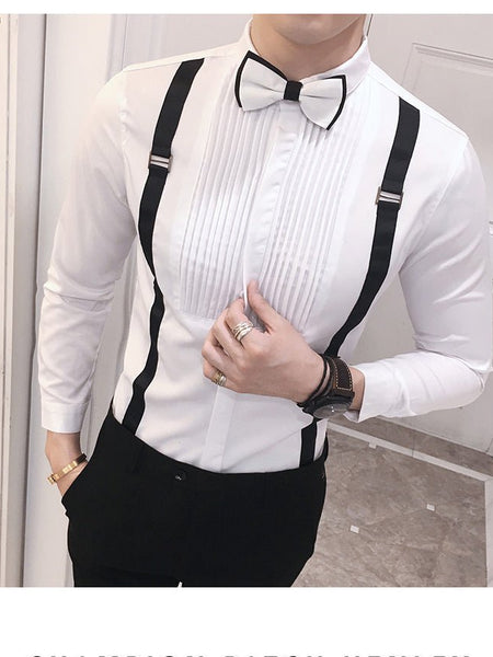 Autumn New Men'S Pull Strap Long-Sleeved Shirts Men'S Formal Shirts Groomsmen Clothes Bar Overalls - Opulent EmpireAutumn New Men'S Pull Strap Long-Sleeved Shirts Men'S Formal Shirts Groomsmen Clothes Bar OverallsOpulent EmpireClothing