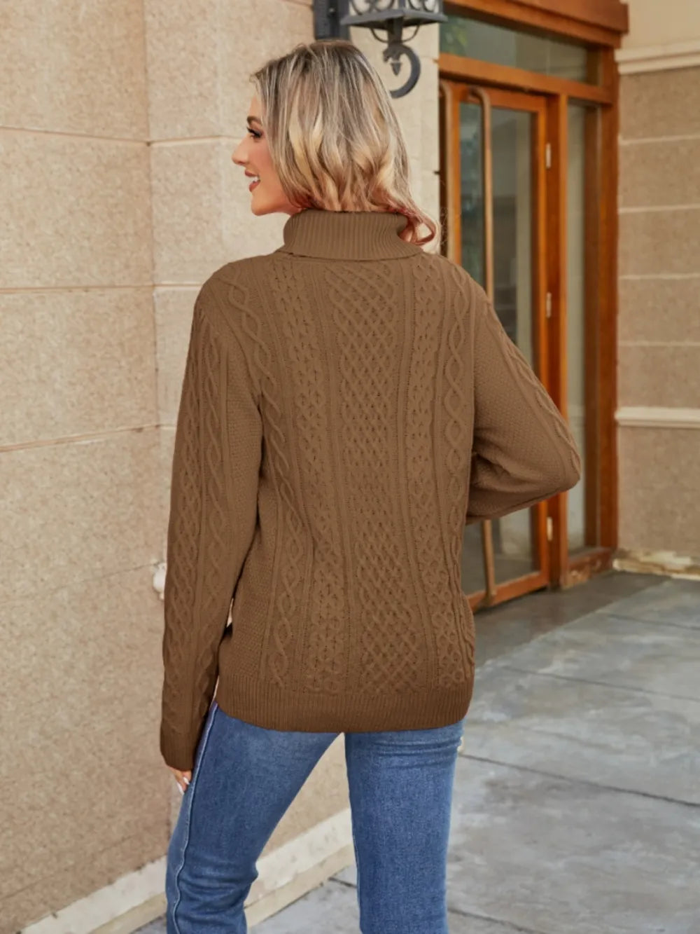 Blaise Valmont — Cable-Knit Mock Neck Sweater, alternate view 2