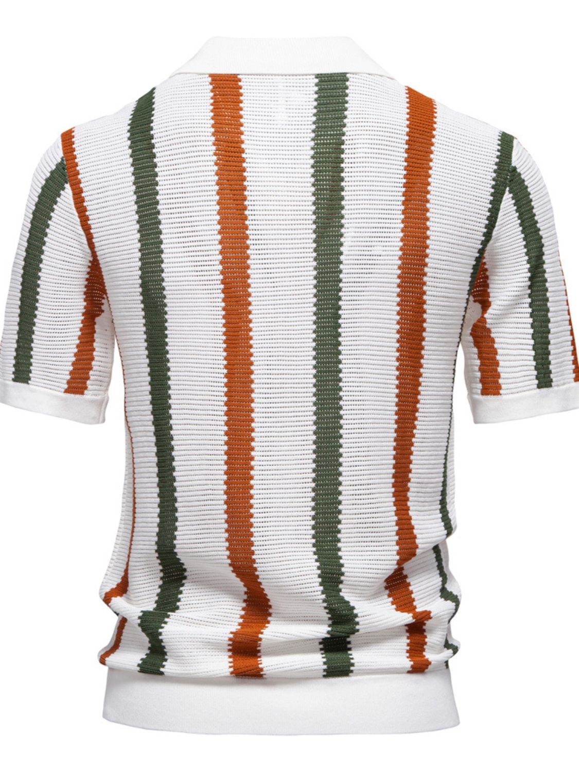 Cassian Beaumont — Men's Collared Neck Striped Knit Polo, alternate view 2