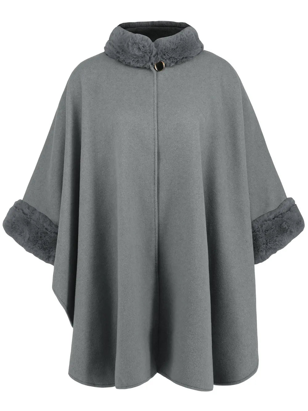 Quinn Versailles — Fuzzy Trim Long Sleeve Poncho, alternate view 14