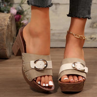 Sage Fiorenza — Buckle Trim Block Heel Sandals