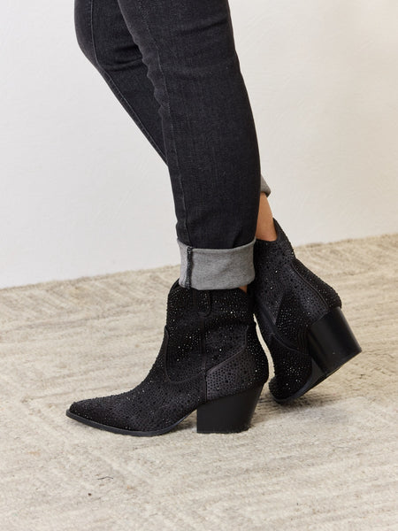 East Lion Corp Rhinestone Ankle Cowboy Boots - Opulent Empire