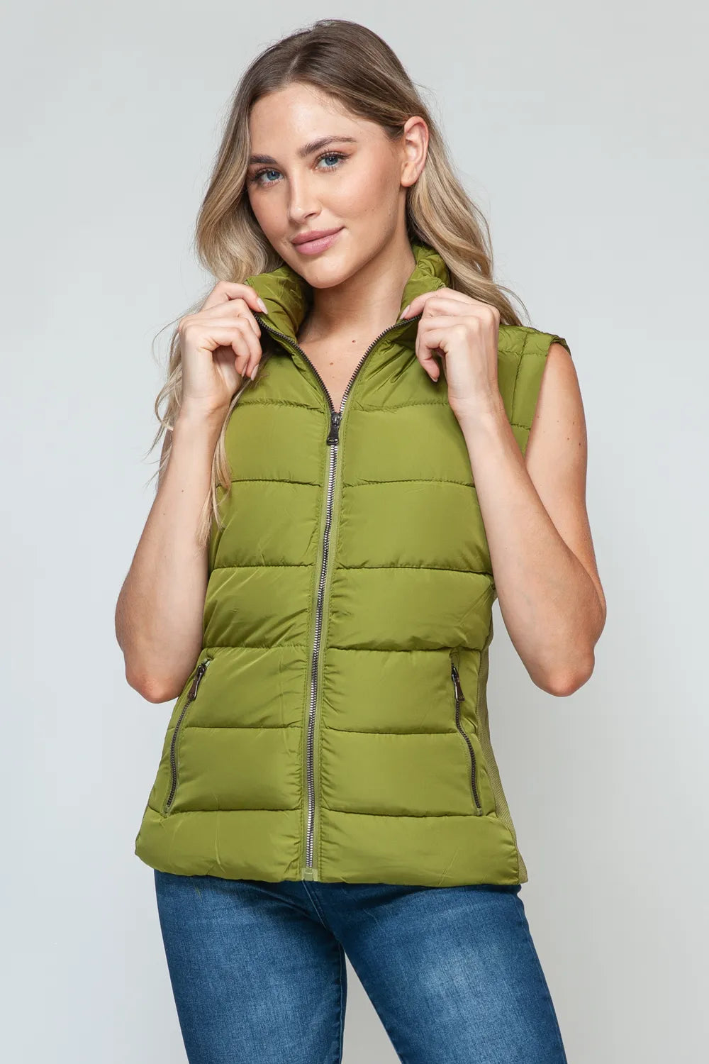 Ocean Saint-Clair — Snobbish Zip Up Turtleneck Vest with Pockets Cardamom Seed Sweater or Cardigan, alternate view 7