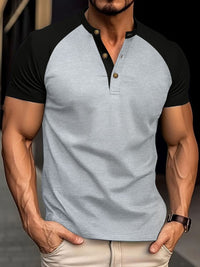 Pascal — Men's Full Size Waffle-Knit Round Neck Contrast Polo Plus Size