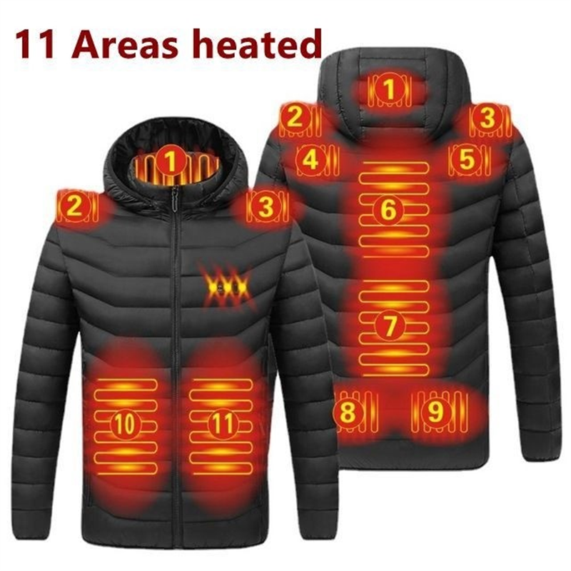 Boreal Arden black hooded jacket, 11-zone heating illustration