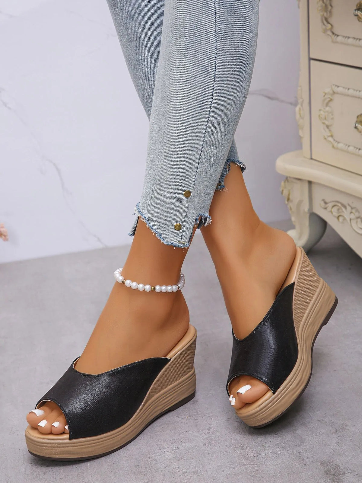 Quinn Allegra — Peep Toe Wedge Sandals Fashion Footwear, alternate view 2
