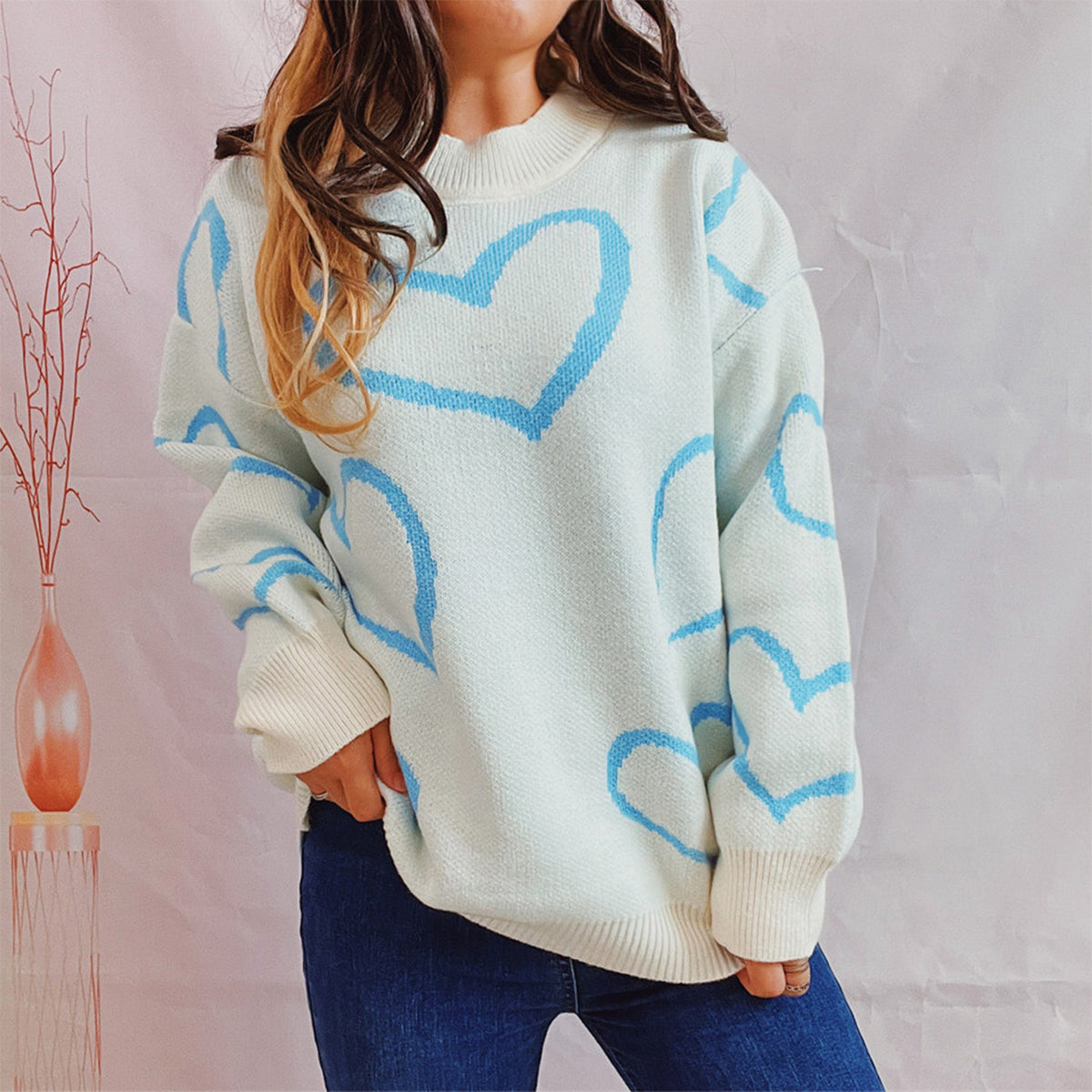Nova Bellamy — Heart Pattern Long Sleeve Sweater, alternate view 9