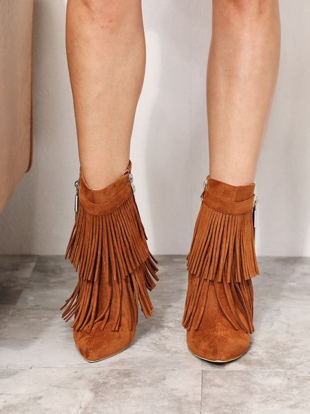 Legend Women's Tassel Wedge Heel Ankle Booties - Opulent Empire