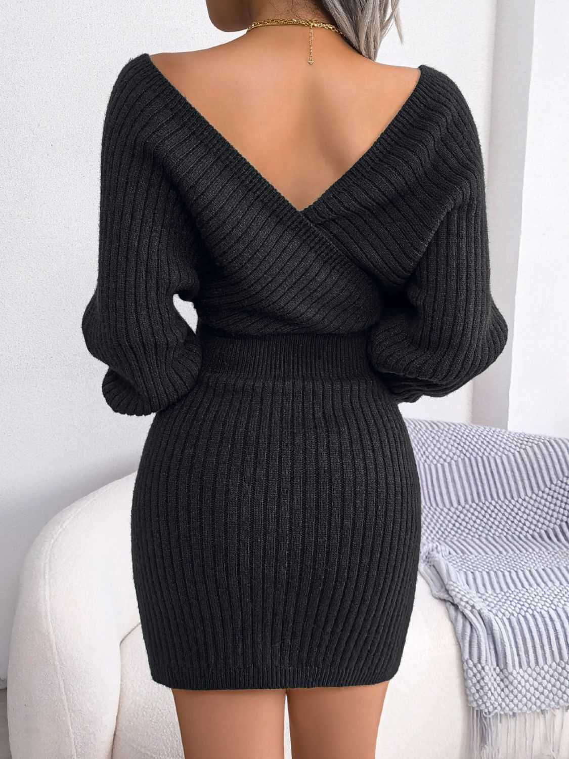 Bellamy Rousseau — Rib-Knit Dolman Sleeve Sweater Dress, alternate view 18