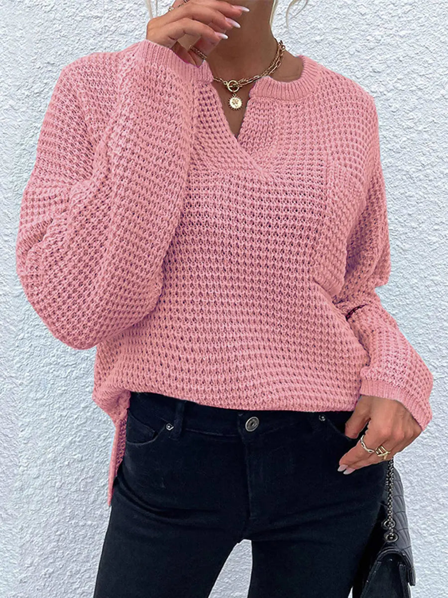 Indigo Rousseau — Notched Long Sleeve Sweater