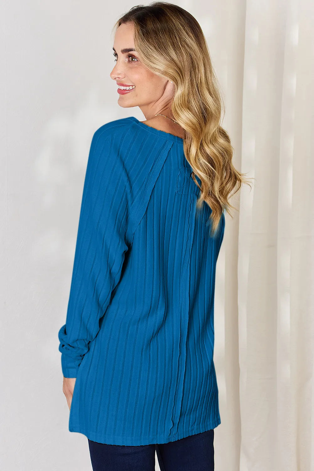 Cove Bellamy — Basic Bae Full Size Ribbed Round Neck Slit T-Shirt, alternate view 31