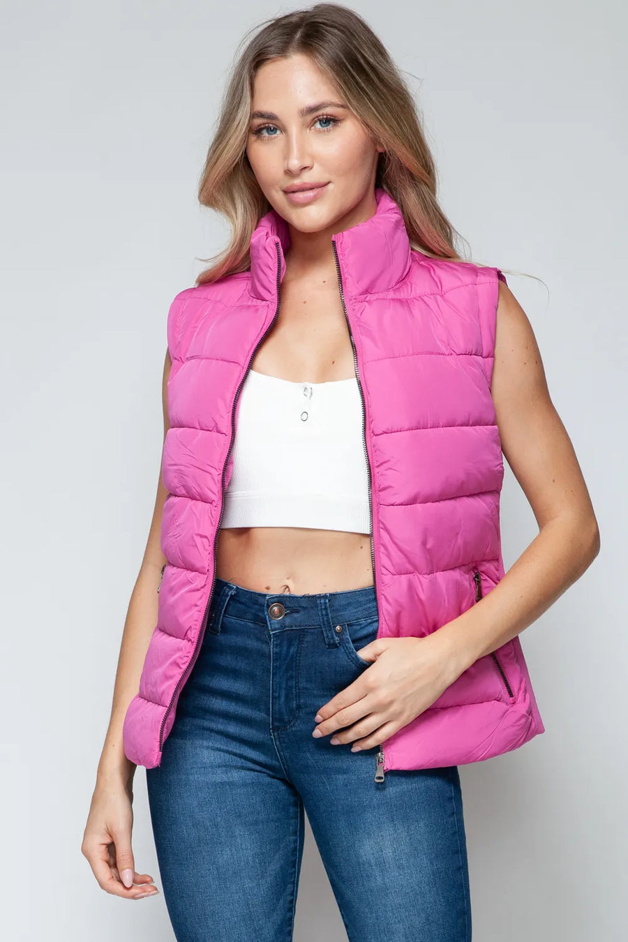Lake Rosetti — Snobbish Zip Up Turtleneck Vest with Pockets Rose Violet Sweater or Cardigan