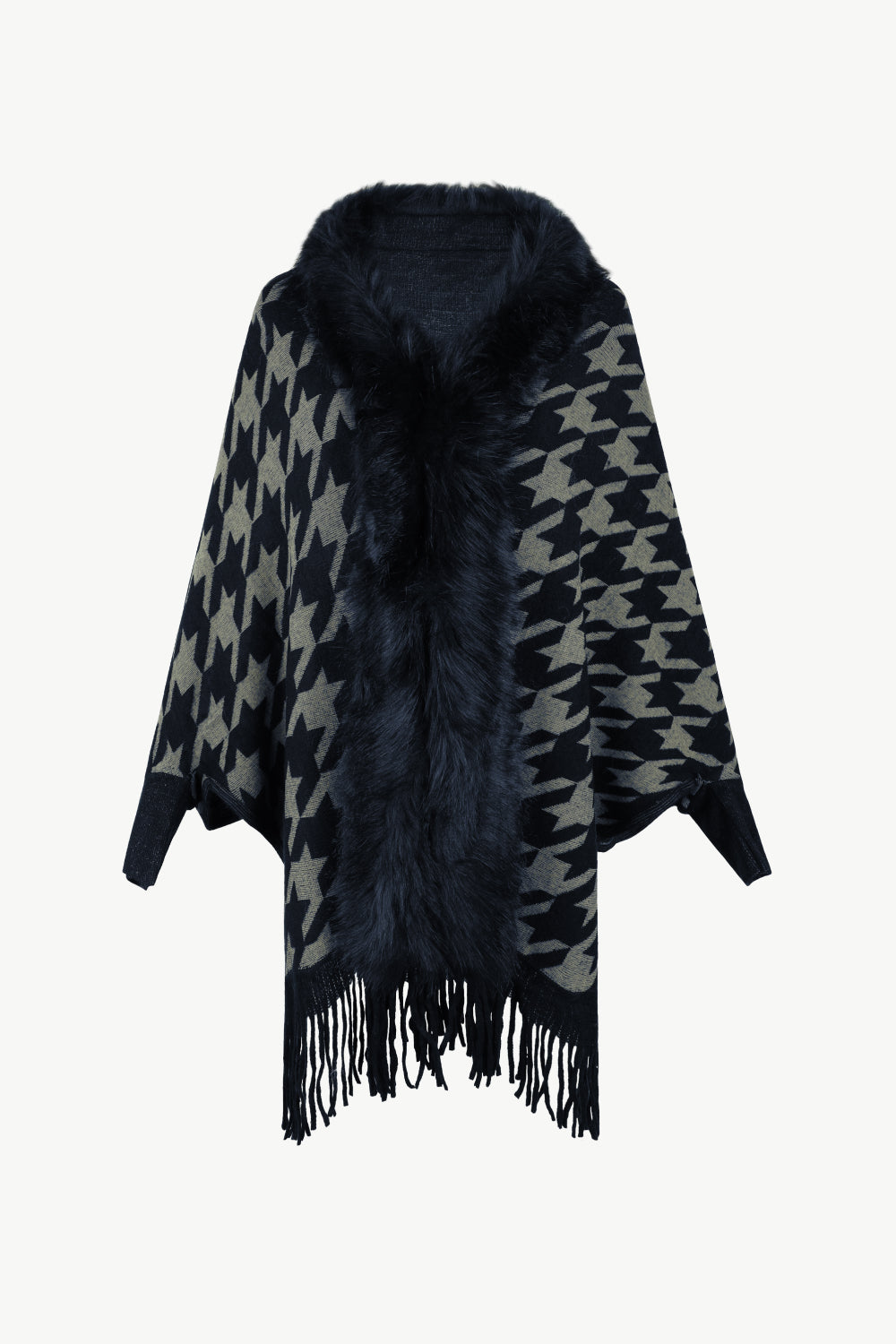 Jules Versailles — Houndstooth Fringe Hem Poncho, alternate view 12