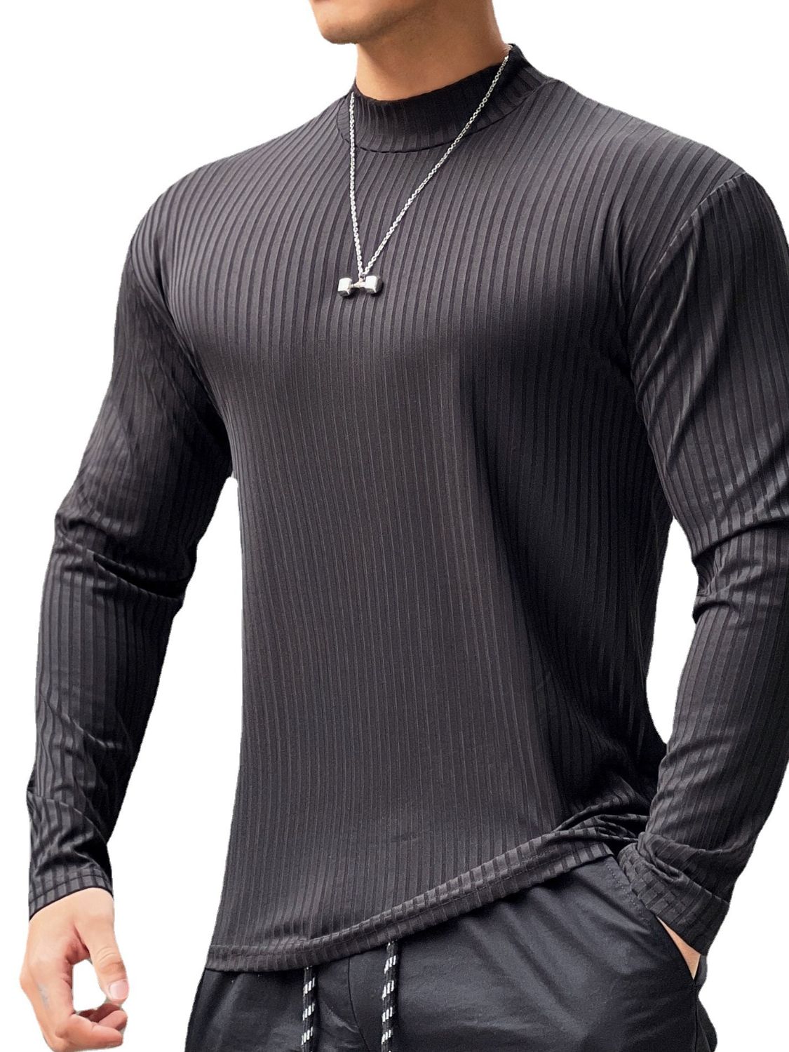 Alessandro — Men's Mock Neck Long Sleeve T-Shirt, alternate view 6