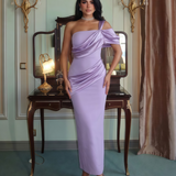 Violette D’Arcy — Asymmetric Satin Draped Ruched Bandage Dress, alternate view 5