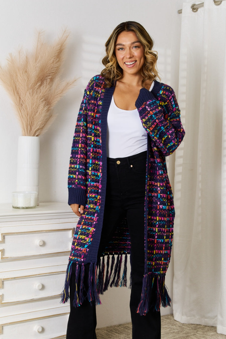Blaise Moreau — Angel Wings Fringe Hem Open Front Cardigan