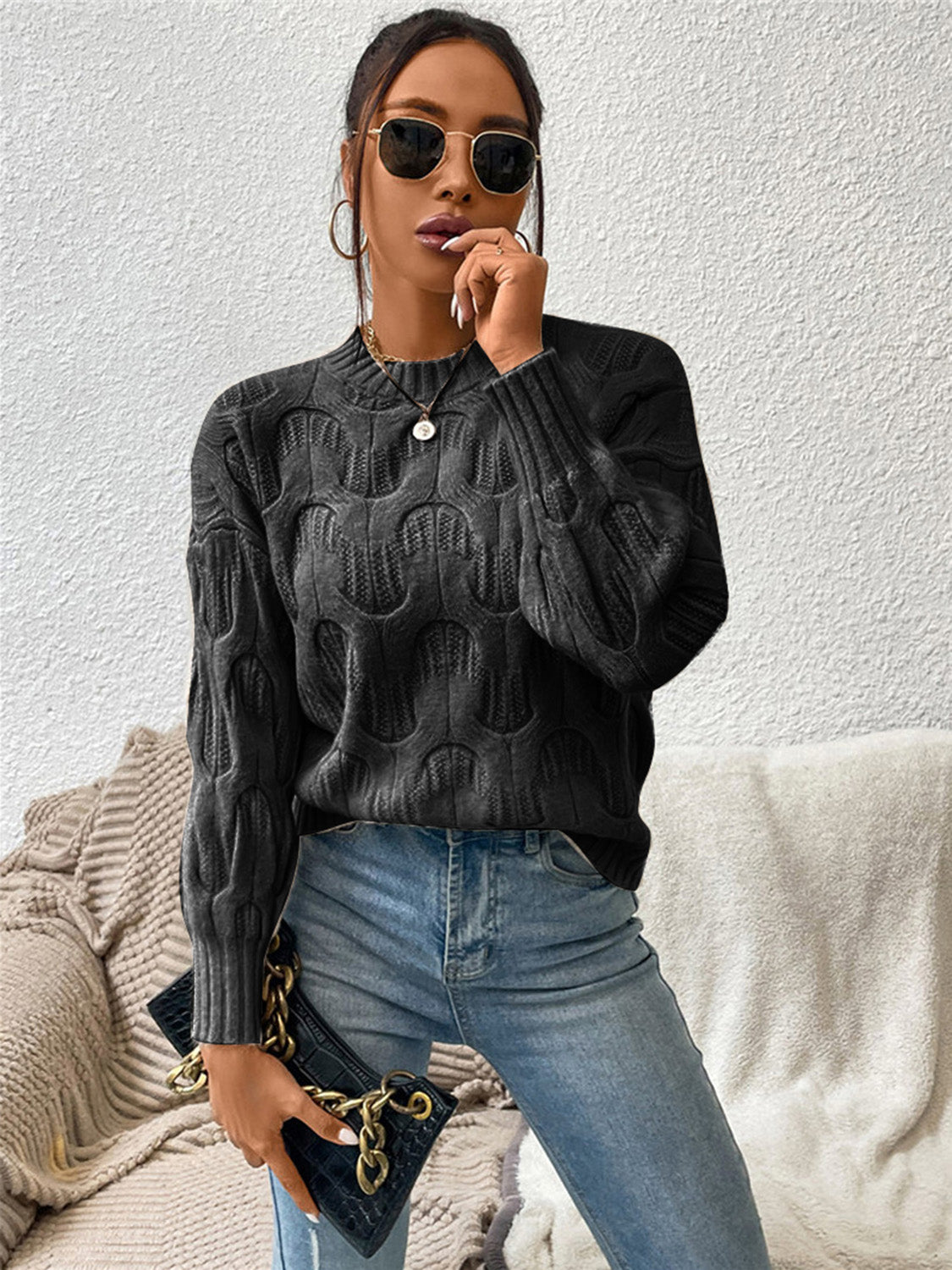 Monroe Delacroix — Round Neck Long Sleeve Sweater, alternate view 10