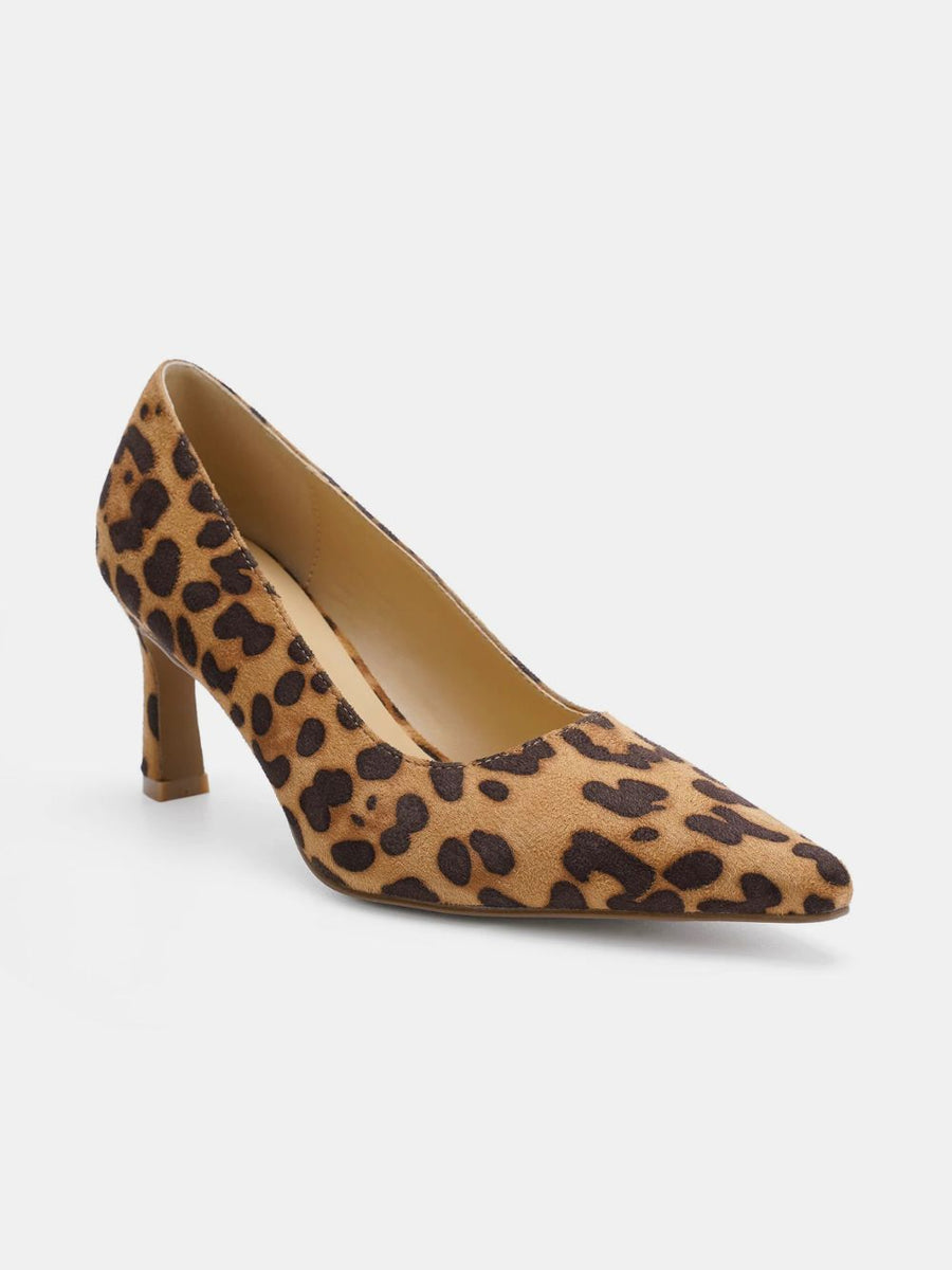 Beast Fashion Faux Suede Leopard Point Toe Pumps - Opulent Empire