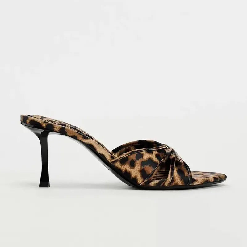 Onyx Venturi — Bow Leopard Kitten Heel Sandals, alternate view 2