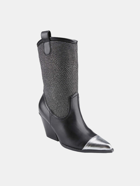 Weeboo Chunky Heel Rhinestone Western Cowboy Boots - Opulent Empire