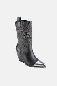 Gray Laurent — Weeboo Chunky Heel Rhinestone Western Cowboy Boots