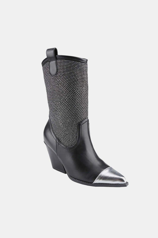 Weeboo Chunky Heel Rhinestone Western Cowboy Boots - Opulent Empire