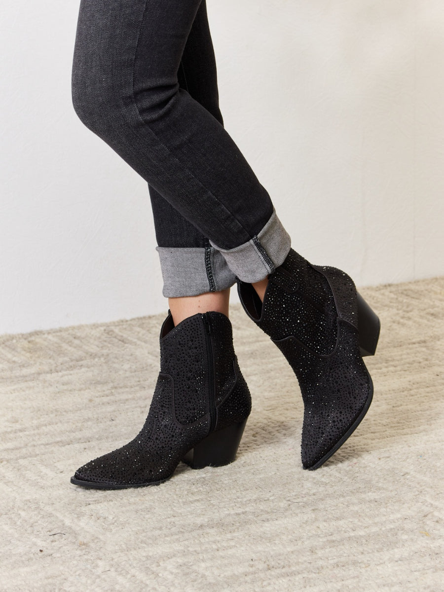 East Lion Corp Rhinestone Ankle Cowboy Boots - Opulent Empire