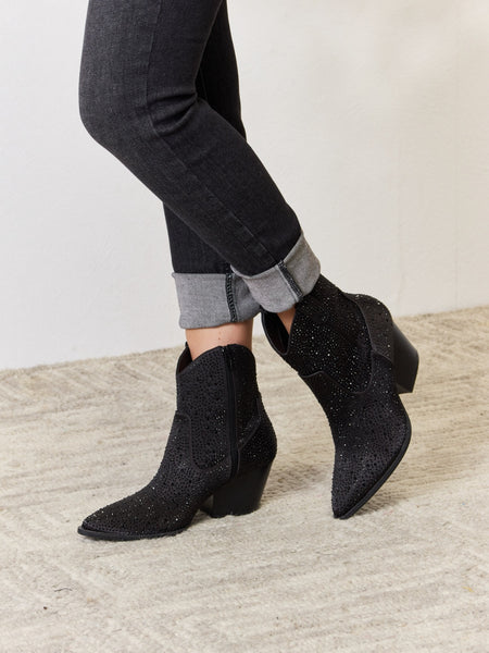 East Lion Corp Rhinestone Ankle Cowboy Boots - Opulent Empire