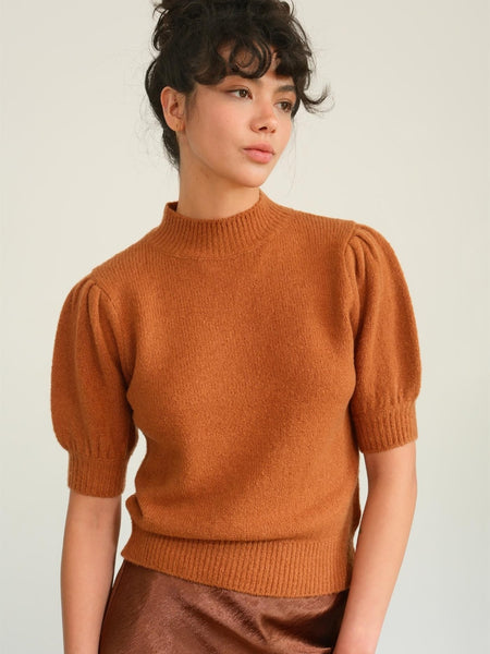 HYFVE Mock Neck Puff Sleeve Sweater