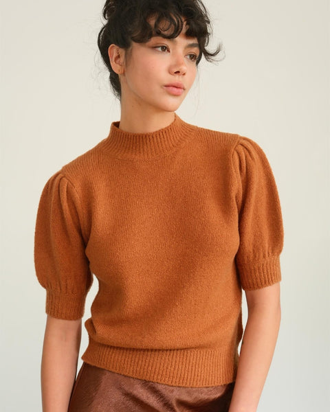 HYFVE Mock Neck Puff Sleeve Sweater