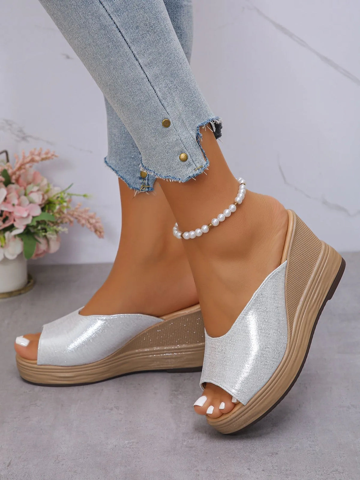 Quinn Allegra — Peep Toe Wedge Sandals Fashion Footwear, alternate view 4