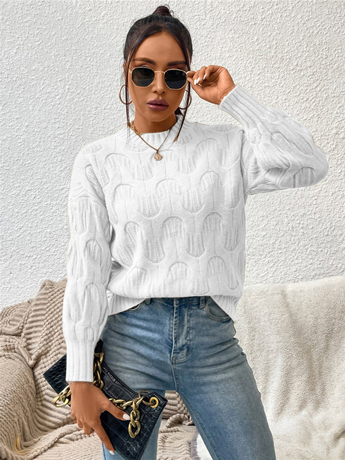 Monroe Delacroix — Round Neck Long Sleeve Sweater, alternate view 13