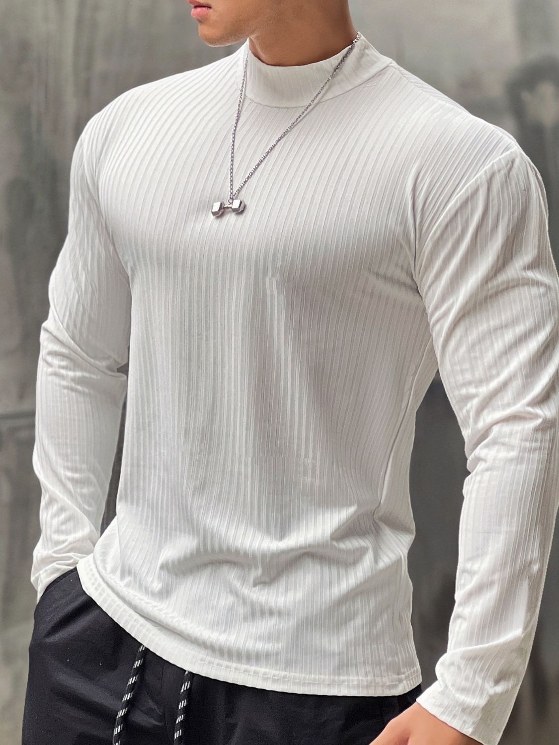 Alessandro — Men's Mock Neck Long Sleeve T-Shirt, alternate view 3