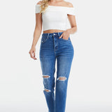 BAYEAS Full Size Distressed High Waist Mom Jeans - Opulent EmpireBAYEAS Full Size Distressed High Waist Mom JeansOpulent Empire