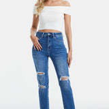 BAYEAS Full Size Distressed High Waist Mom Jeans - Opulent EmpireBAYEAS Full Size Distressed High Waist Mom JeansOpulent Empire