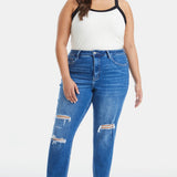 BAYEAS Full Size Distressed High Waist Mom Jeans - Opulent EmpireBAYEAS Full Size Distressed High Waist Mom JeansOpulent Empire