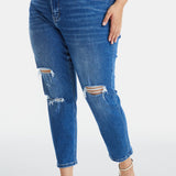 BAYEAS Full Size Distressed High Waist Mom Jeans - Opulent EmpireBAYEAS Full Size Distressed High Waist Mom JeansOpulent Empire