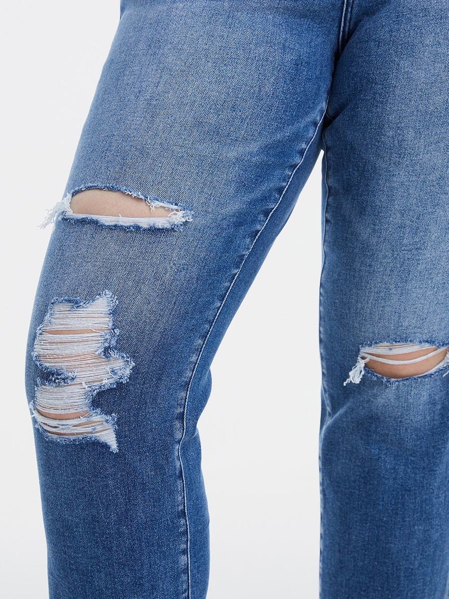 BAYEAS Full Size High Waist Distressed Cat's Whiskers Straight Jeans - Opulent EmpireBAYEAS Full Size High Waist Distressed Cat's Whiskers Straight JeansOpulent Empire