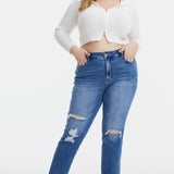 BAYEAS Full Size High Waist Distressed Cat's Whiskers Straight Jeans - Opulent EmpireBAYEAS Full Size High Waist Distressed Cat's Whiskers Straight JeansOpulent Empire