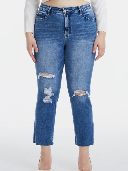 BAYEAS Full Size High Waist Distressed Cat's Whiskers Straight Jeans - Opulent EmpireBAYEAS Full Size High Waist Distressed Cat's Whiskers Straight JeansOpulent Empire