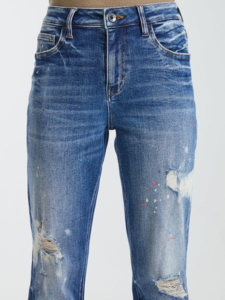 BAYEAS Full Size High Waist Distressed Paint Splatter Pattern Jeans - Opulent EmpireBAYEAS Full Size High Waist Distressed Paint Splatter Pattern JeansOpulent Empire