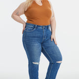 BAYEAS Full Size High Waist Distressed Washed Cropped Mom Jeans - Opulent EmpireBAYEAS Full Size High Waist Distressed Washed Cropped Mom JeansOpulent Empire