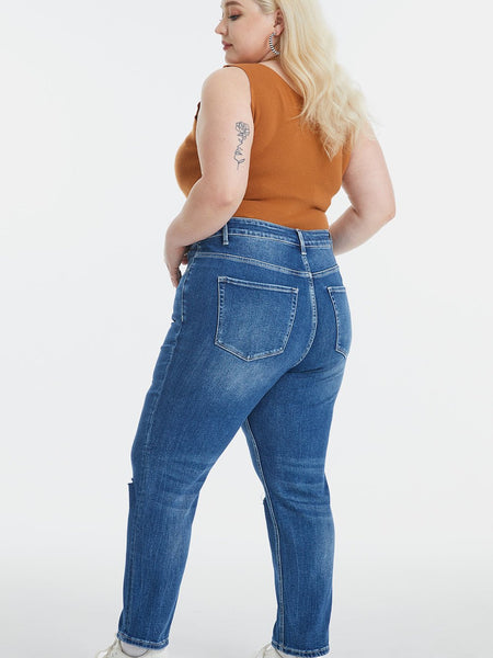 BAYEAS Full Size High Waist Distressed Washed Cropped Mom Jeans - Opulent EmpireBAYEAS Full Size High Waist Distressed Washed Cropped Mom JeansOpulent Empire