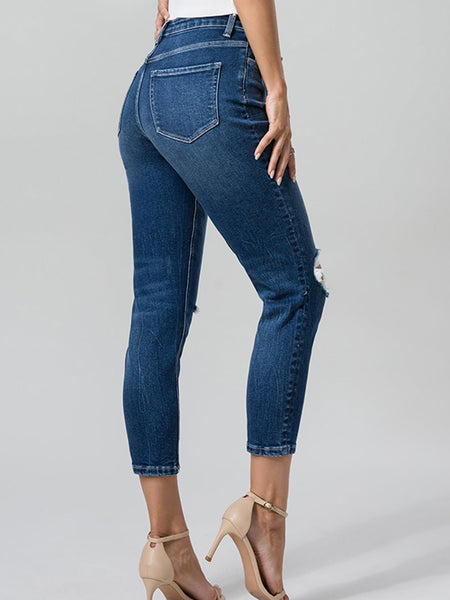 BAYEAS Full Size High Waist Distressed Washed Cropped Mom Jeans - Opulent EmpireBAYEAS Full Size High Waist Distressed Washed Cropped Mom JeansOpulent Empire