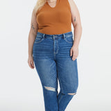 BAYEAS Full Size High Waist Distressed Washed Cropped Mom Jeans - Opulent EmpireBAYEAS Full Size High Waist Distressed Washed Cropped Mom JeansOpulent Empire