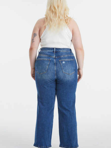 BAYEAS Full Size High Waist Two-Tones Patched Wide Leg Jeans - Opulent EmpireBAYEAS Full Size High Waist Two-Tones Patched Wide Leg JeansOpulent Empire