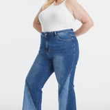 BAYEAS Full Size High Waist Two-Tones Patched Wide Leg Jeans - Opulent EmpireBAYEAS Full Size High Waist Two-Tones Patched Wide Leg JeansOpulent Empire